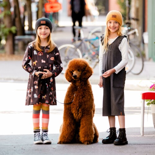 Printed Poodles Long Sleeve Dress Perspective: back