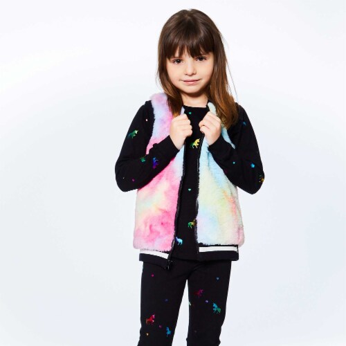 Plush Sleeveless Vest Rainbow Perspective: back