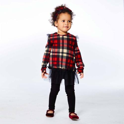 Plaid Tunic And Rib Legging Set Perspective: back