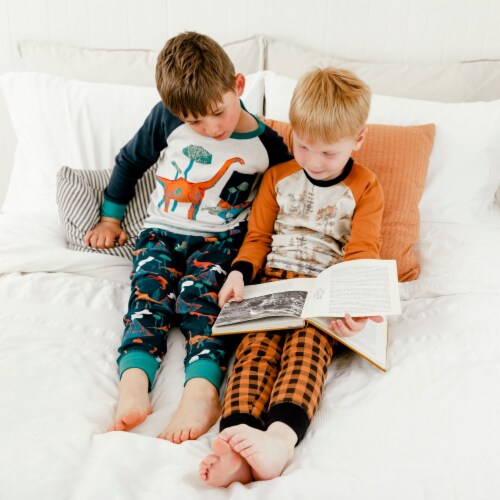 Organic Cotton Two Piece Pajama Set With Bear And Tree Print Organic Cotton Two Piece Pajama Set With Bear And Tree Print