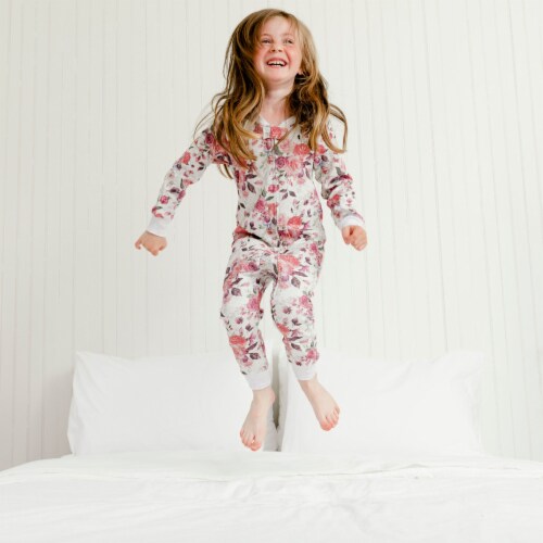 Organic Cotton One Piece Printed Roses Pajama Set Perspective: back