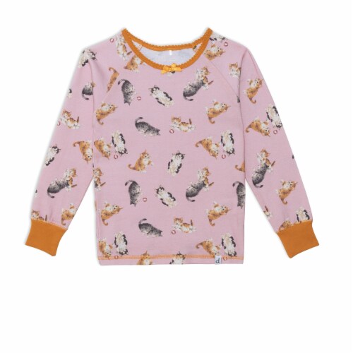 Organic Cotton Two Piece Printed Pajama Set With Cats Perspective: back