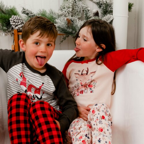 Organic Cotton Two Piece Printed Pajama Set With Deer Perspective: back