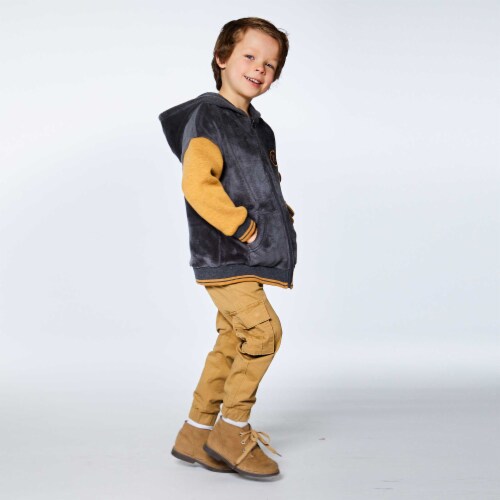 Hooded Plush Zipper Cardigan Perspective: back
