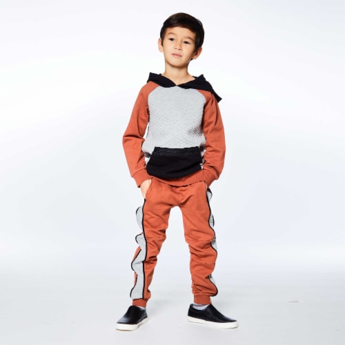 Fleece Sweatpants With Quilting Brown, Grey And Black Perspective: back