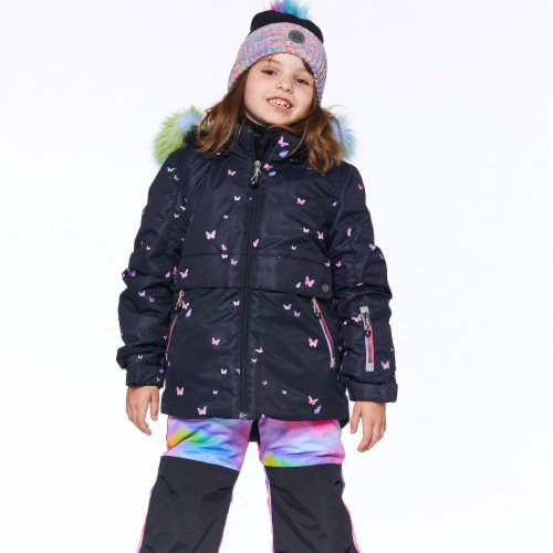 Two Piece Snowsuit Printed Butterflies And Iridescent Rainbow Print Perspective: back