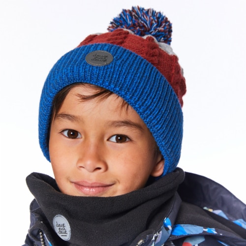 Colorblock Knit Hat Grey, Red And Blue Perspective: back