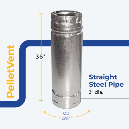 DuraVent 36 L x 3 Diameter PelletVent Double Wall Straight Steel Stove