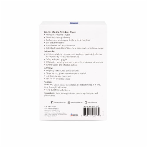 Zeiss Pre Moistened Lens Wipes Perspective: back