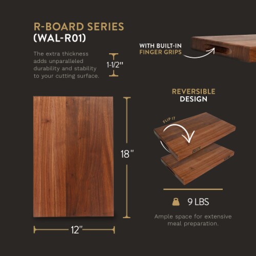 John Boos Walnut Wood Edge Grain Reversible Cutting Board, 18 x 12 x 1.5 Inches Perspective: back
