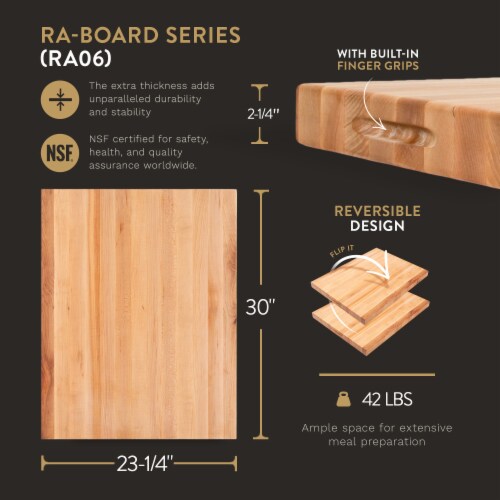 John Boos Reversible 30 Inch Wide Flat Edge Grain Cutting Board, Maple Wood Perspective: back