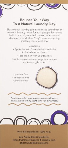 Zum® Wool Balls Frankincense & Myrrh Fabric Softener Perspective: back