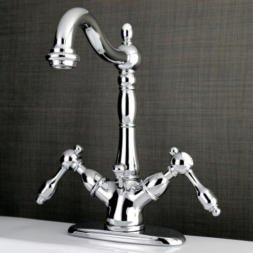 KS1431TAL Tudor Two-Handle Bathroom Faucet with Brass Pop-Up and Cover Plate, Polished Chrome Perspective: back