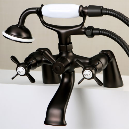 Kingston Brass KS287ORB Essex Clawfoot Tub Faucet with Hand Shower, Oil Rubbed Bronze Perspective: back