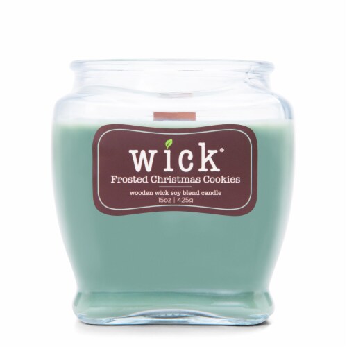 Wick® Frosted Christmas Cookie Wooden Wick Soy Blend Candle - Mint Perspective: back