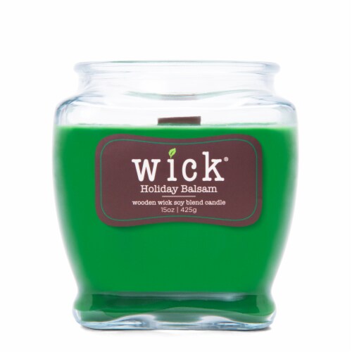 Wick® Holiday Balsam Wooden Wick Soy Blend Candle - Green Perspective: back