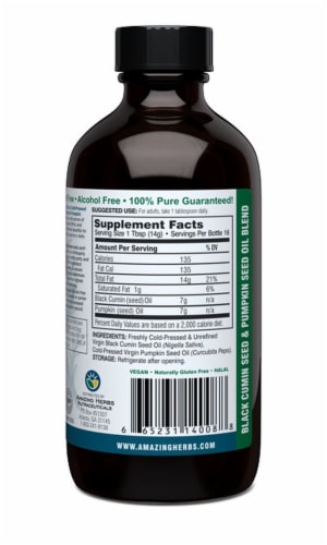 Amazing Herbs Black Seed Oil with Pumpkin Seed Oil Perspective: back