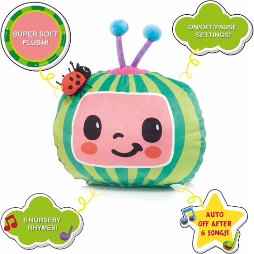 CoComelon Musical Sleep Soother Nursery Rhymes Plush Watermelon Toy WOW! Stuff Perspective: back