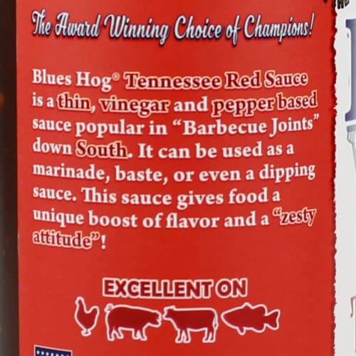 Blues Hog Tennessee Red BBQ Sauce Perspective: back