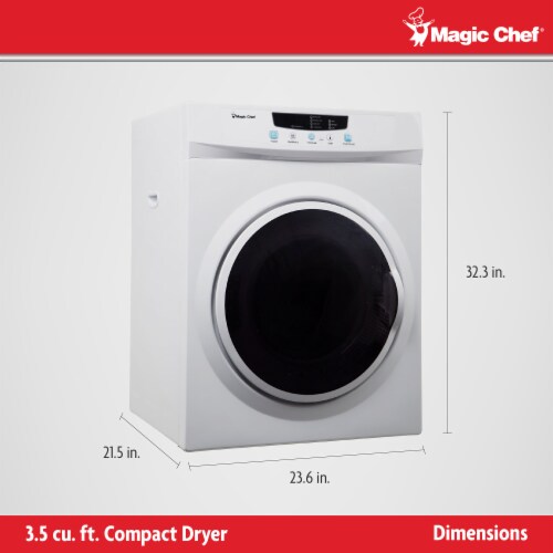 Magic Chef MCSDRY35W 3.5 Cubic Feet Compact Home Laundry Dryer