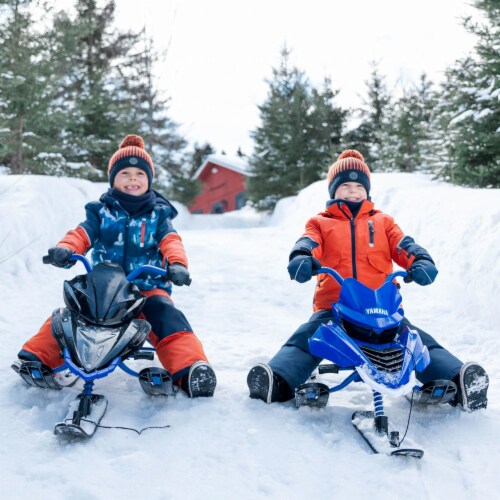 Two Piece Snowsuit Blue With Printed Penguins And Orange Perspective: back