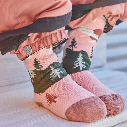 Jacquard Ski Socks Pink, Brown And Green Perspective: back
