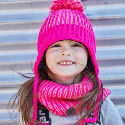 Earflap Knit Hat Brown Perspective: back