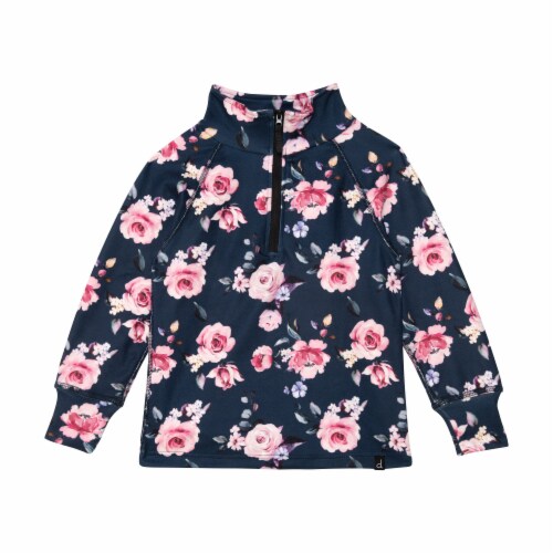 Two Piece Thermal Underwear Navy With Printed Roses Two Piece Thermal Underwear Navy With Printed Roses