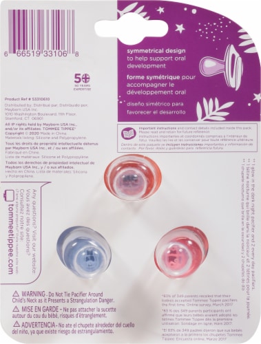 Tommee Tippee® 6-18m Day & Night Orthodontic Baby Pacifiers Perspective: back