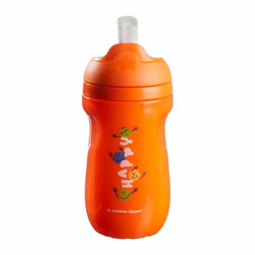 Tommee Tippee Insulated Straw Cup for Toddlers, Spill-Proof, 9oz, 12m+,  2-Count, Blue and Orange