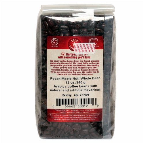 Lola Savannah® Pecan Maple Nut Whole Bean Coffee Perspective: back