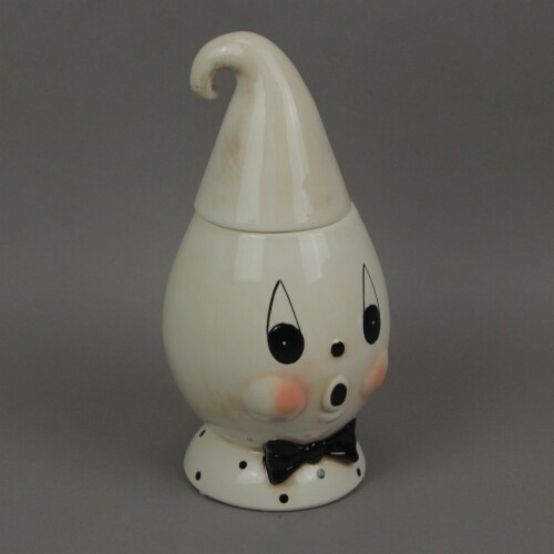 Johanna Parker Designs Boo! Ceramic Vintage Halloween Bow Tie Ghost Cookie Jar Perspective: back