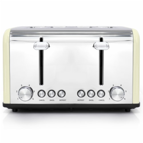 Redmond 4-Slice Extra Wide Slot 1650W Stainless Steel Toaster in Cream Perspective: back