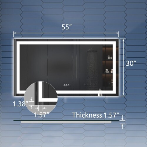Apex 55 W x 30 H LED Bathroom Light Mirror,Anti Fog,Dimmable,Dual Lighting Mode,Tempered Perspective: back