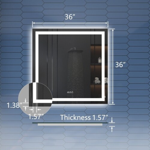 Apex 36 W X 36 H LED Bathroom Large Light Led Mirror,Anti Fog,Dimmable,Dual Lighting Perspective: back