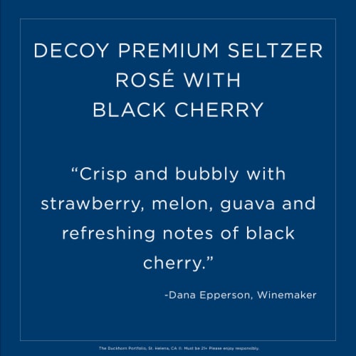 Decoy Premium Rose with Black Cherry Wine Hard Seltzer Low Calorie Perspective: back