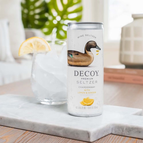 Decoy Premium Chardonnay with Lemon & Ginger Wine Hard Seltzer Low Calorie Perspective: back