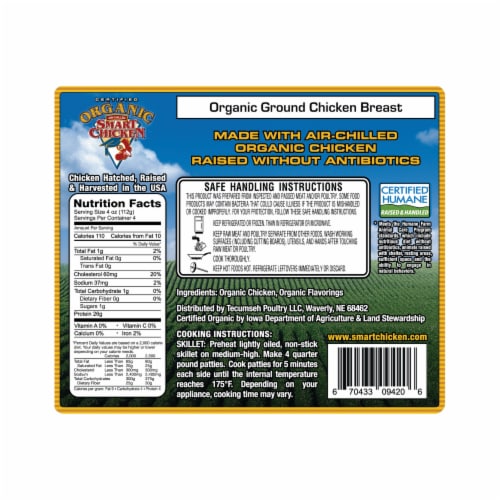 Smart Chicken® Organic Air Chilled Ground Chicken Breast Perspective: back