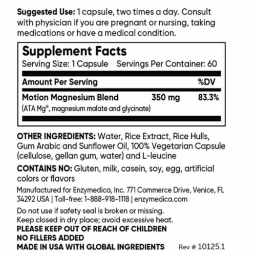 Enzymedica® Magnesium Motion Capsules Perspective: back