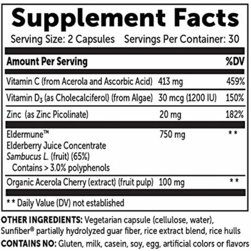 Enzymedica® Immune Max™ Black Elderberry Dietary Supplement Vegan Capsules Perspective: back