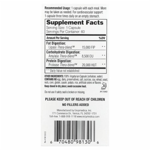 Enzymedica Lypo Gold™ For Fat Digestion - 60 Capsules Perspective: back