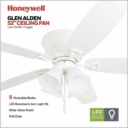 Honeywell 50520 52 inch Glen Alden Ceiling Fan - White Perspective: back