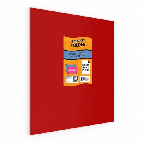 E-Clips USA Red Paper Pocket Folders 100-Units Perspective: back