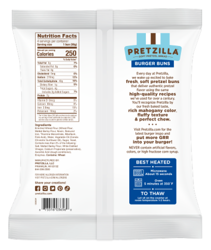 Pretzilla® Soft Pretzel Burger Buns Perspective: back