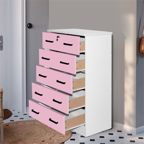Better Home Products Cindy 5 Drawer Chest Wooden Dresser Better Home Products Cindy 5 Drawer Chest Wooden Dresser