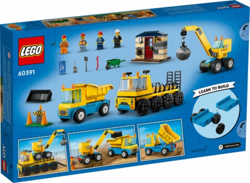LEGO® City Construction Trucks & Wrecking Ball Crane Perspective: back