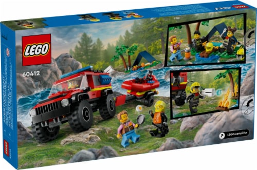LEGO® City 4x4 Fire Truck with Rescue Boat Building Set Perspective: back