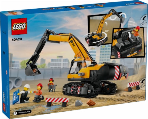 LEGO® City Yellow Construction Excavator Toy 60420 Building Set Perspective: back