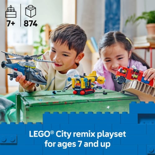 LEGO City Helicopter, Fire Truck & Submarine Remix Building Toy 60462 Perspective: back