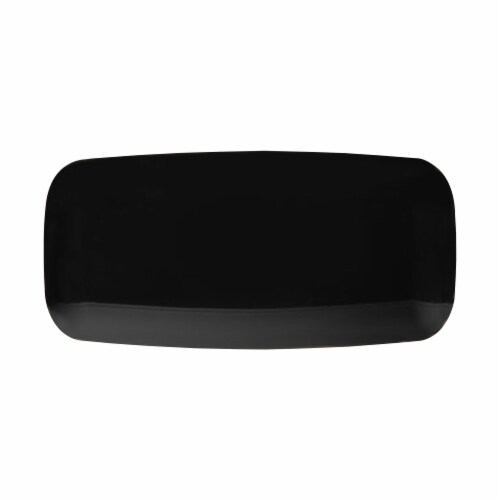 10.6  x 5  Solid Black Flat Raised Edge Rectangular Disposable Plastic Plates (120 Plates) Perspective: back